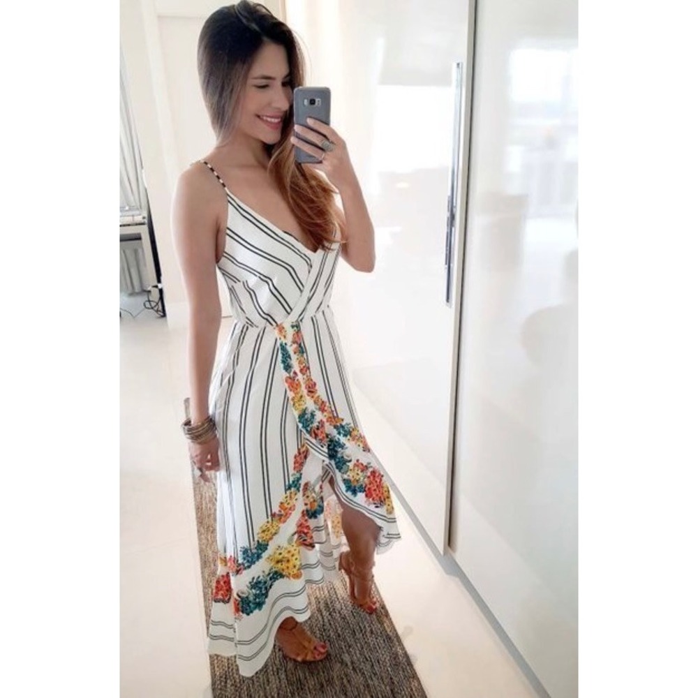 Anthropologie x FARM Rio Kasai Wrap Maxi Dress Large Petite Floral Boho NWT $198 - Picture 8 of 11